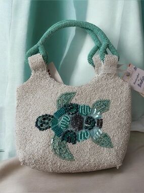 Beaded Turtle Satchel Bag Purse Made In India  Viral New